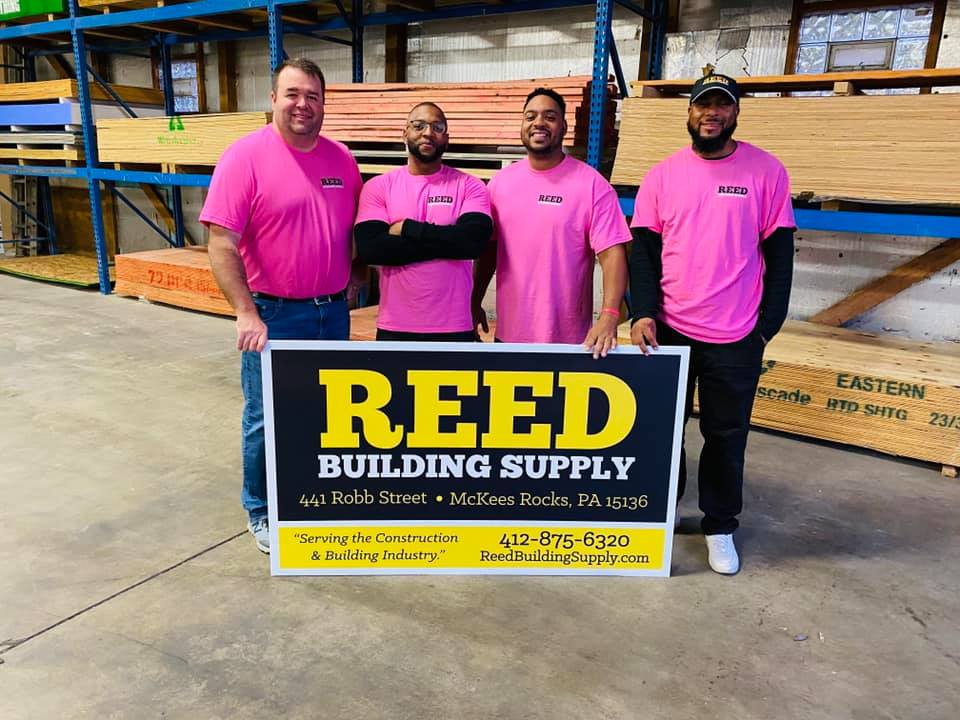 Reed Building Supply team supporting Real Men Wear Pink